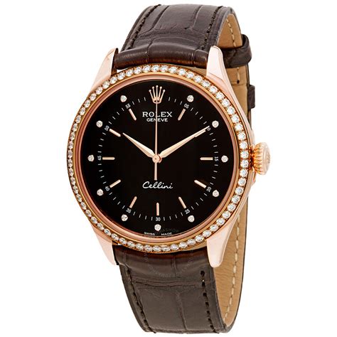 rolex leather watch for men